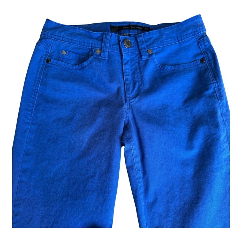 👖 Calvin Klein Royal Blue Skinny Crop Denim Jeans Womens Size 26/2 - Picture 2 of 16